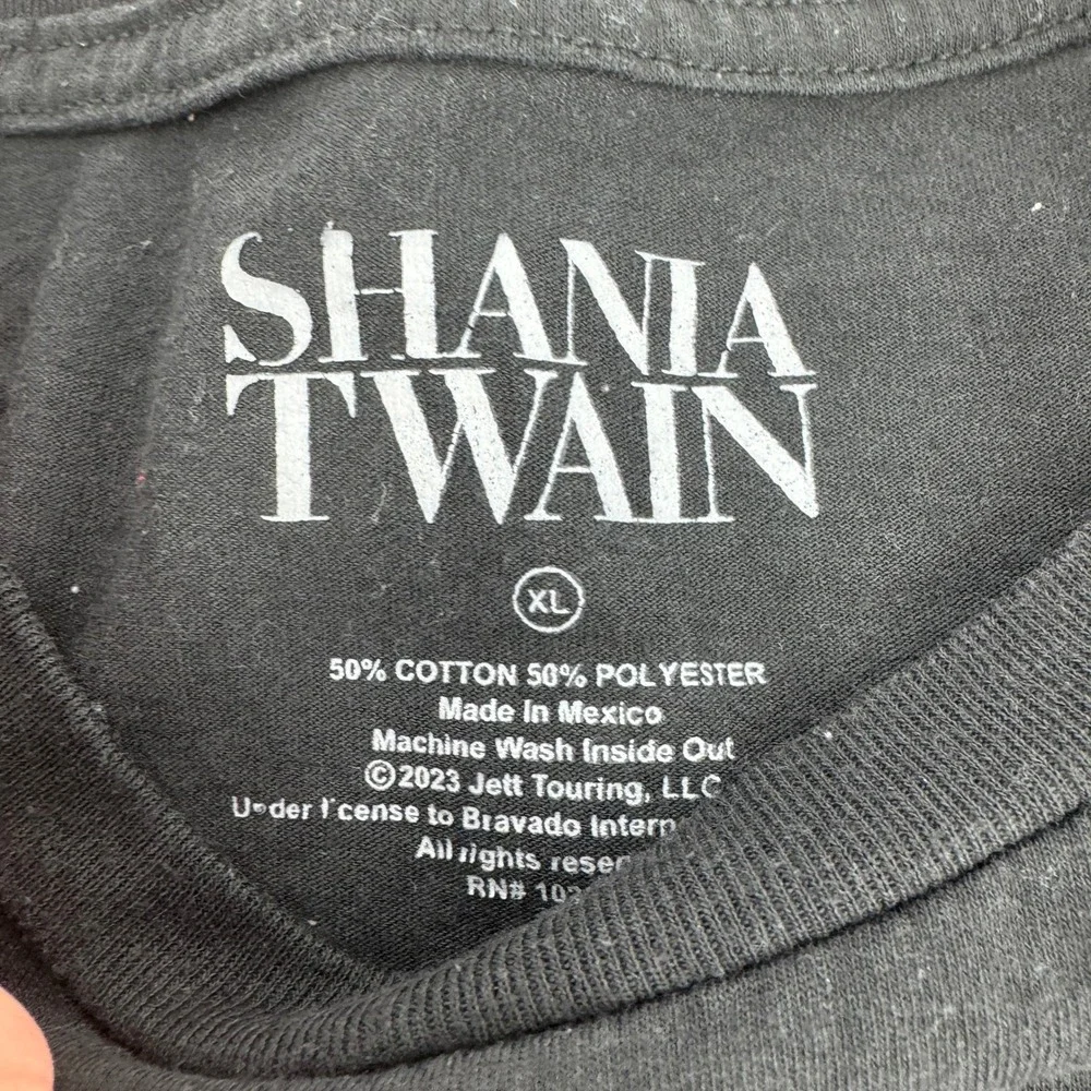 Shania‎ Twain Graphic T-Shirt Mens XL Black Leopard Print Glitter Tour Merch Tee